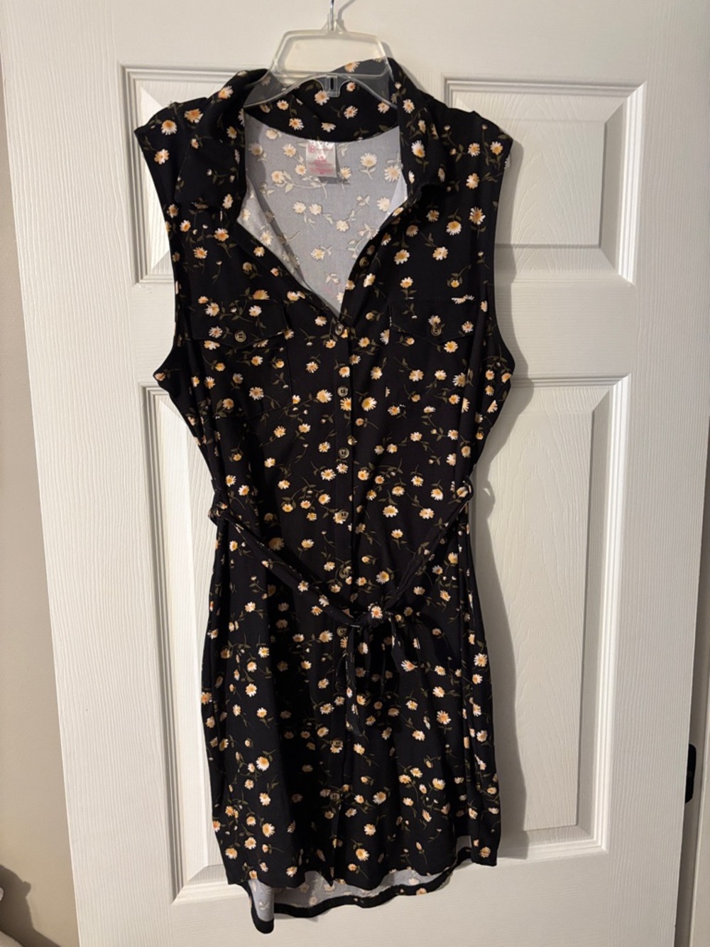 No Boundaries Black Floral Tie-Waist Mini Dress